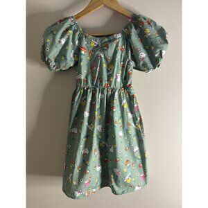Girls' Hello Kitty Ruched Neckline Puffed Sleeves Mushrooms Dress Size Medium